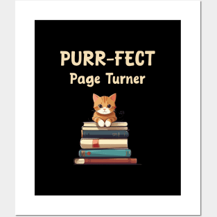 Purr-fect page turner for books and cats lover Posters and Art